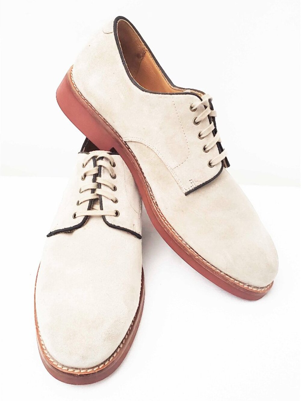 Polo Ralph Lauren Men's Beige Suede Derby Shoes Bucks  Brick Rubber Sole 10 D